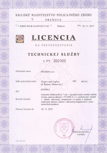 Licencia KR PZ Presov